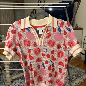 Cynthia Rowley Fruit Polo Shirt 100% Cotton